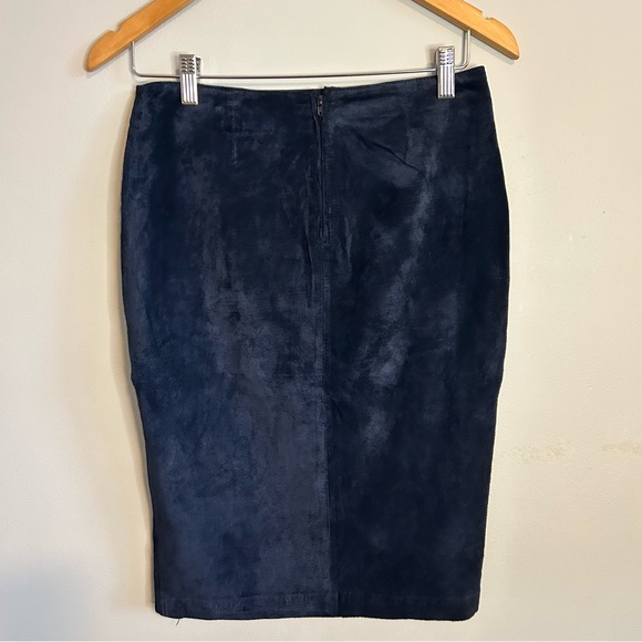 Vintage Danier Suede Midi Navy Blue Women's Pencil Skirt Size 2 - Picture 2 of 9